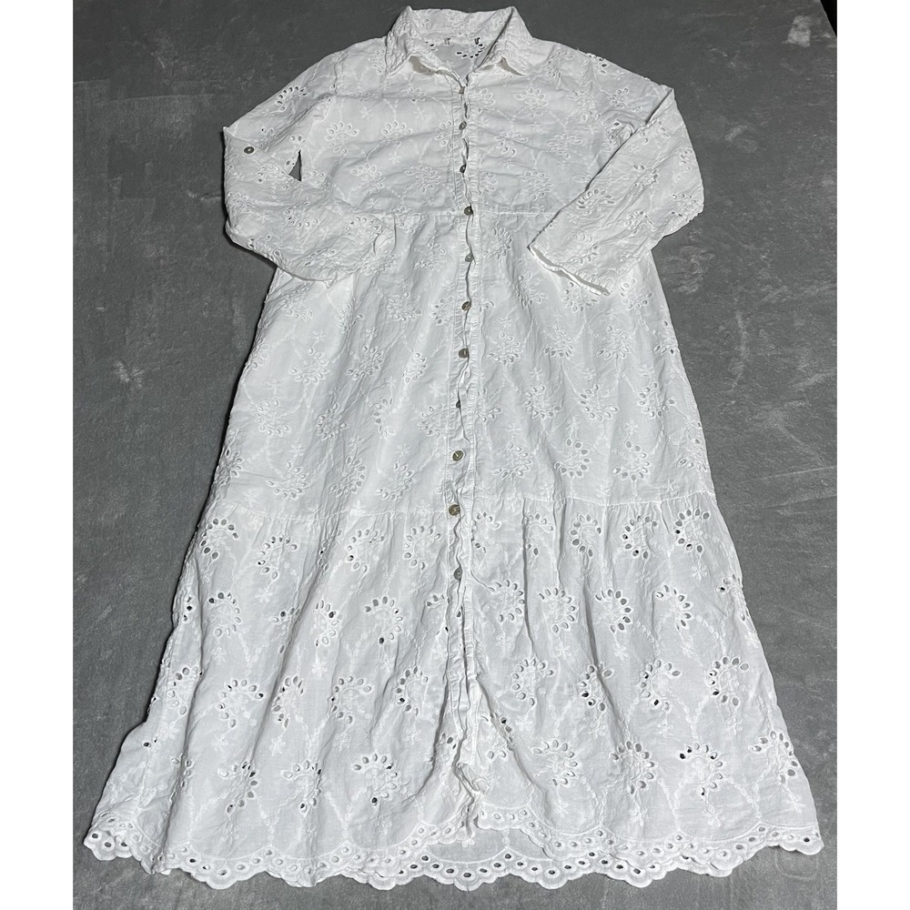 Valentina Naldi Dress Womens‎ Small White Coastal Cottagecore Eyelet Romantic